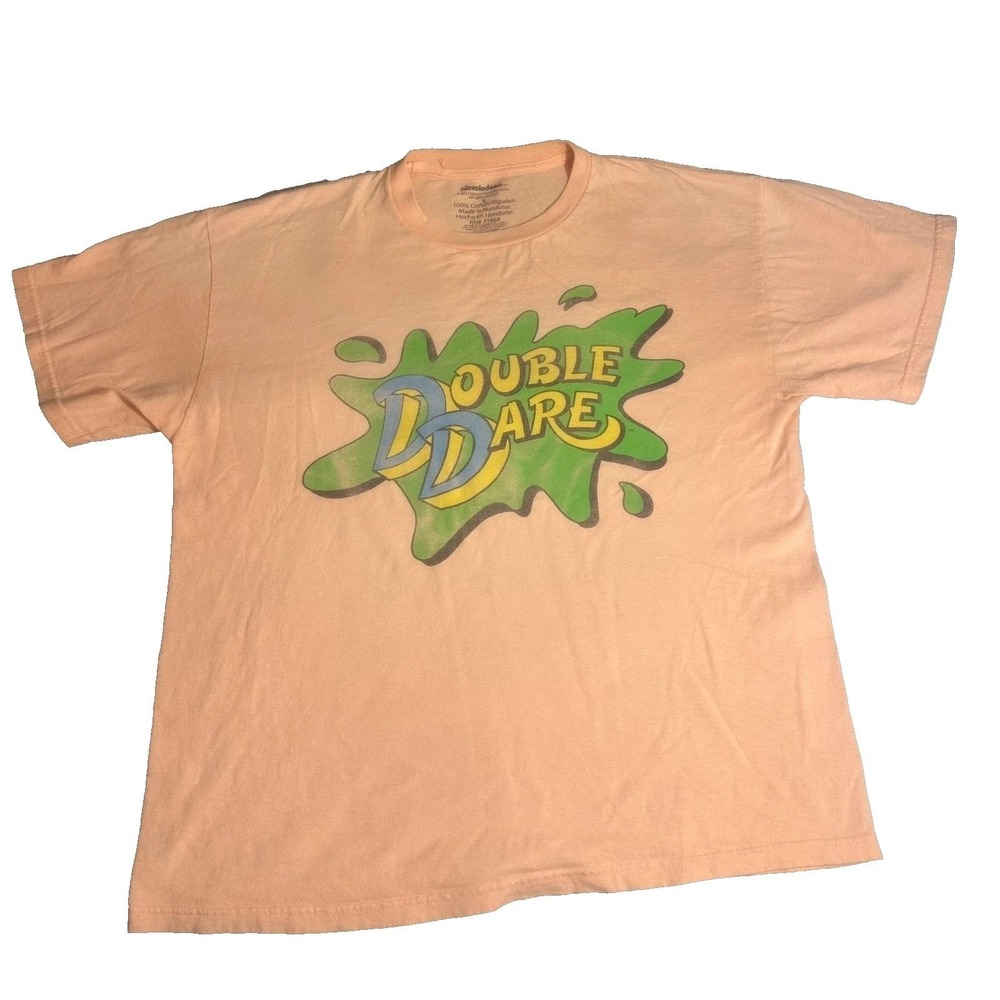 Double Dare Shirt Nickelodeon Mens Large Orange Graphic Tee 90s Style Logo